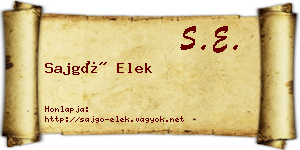 Sajgó Elek névjegykártya